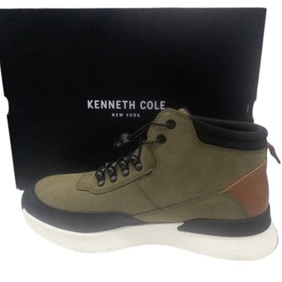 Kenneth Cole Men's Sneaker Boots Shoes High Top  Olive Green Size 8 9 10 13 - Picture 1 of 9
